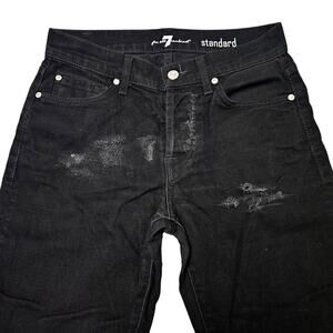 7 For All Mankind Jeans‎ Black Distressed Bootcut Stretch Denim Grunge Style